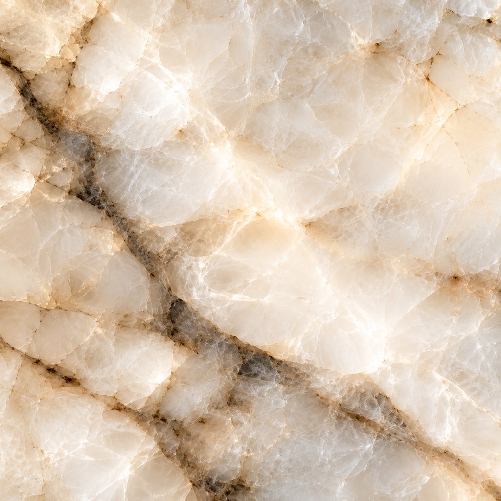 Backlit translucent Cristallo quartzite slab glowing from within
