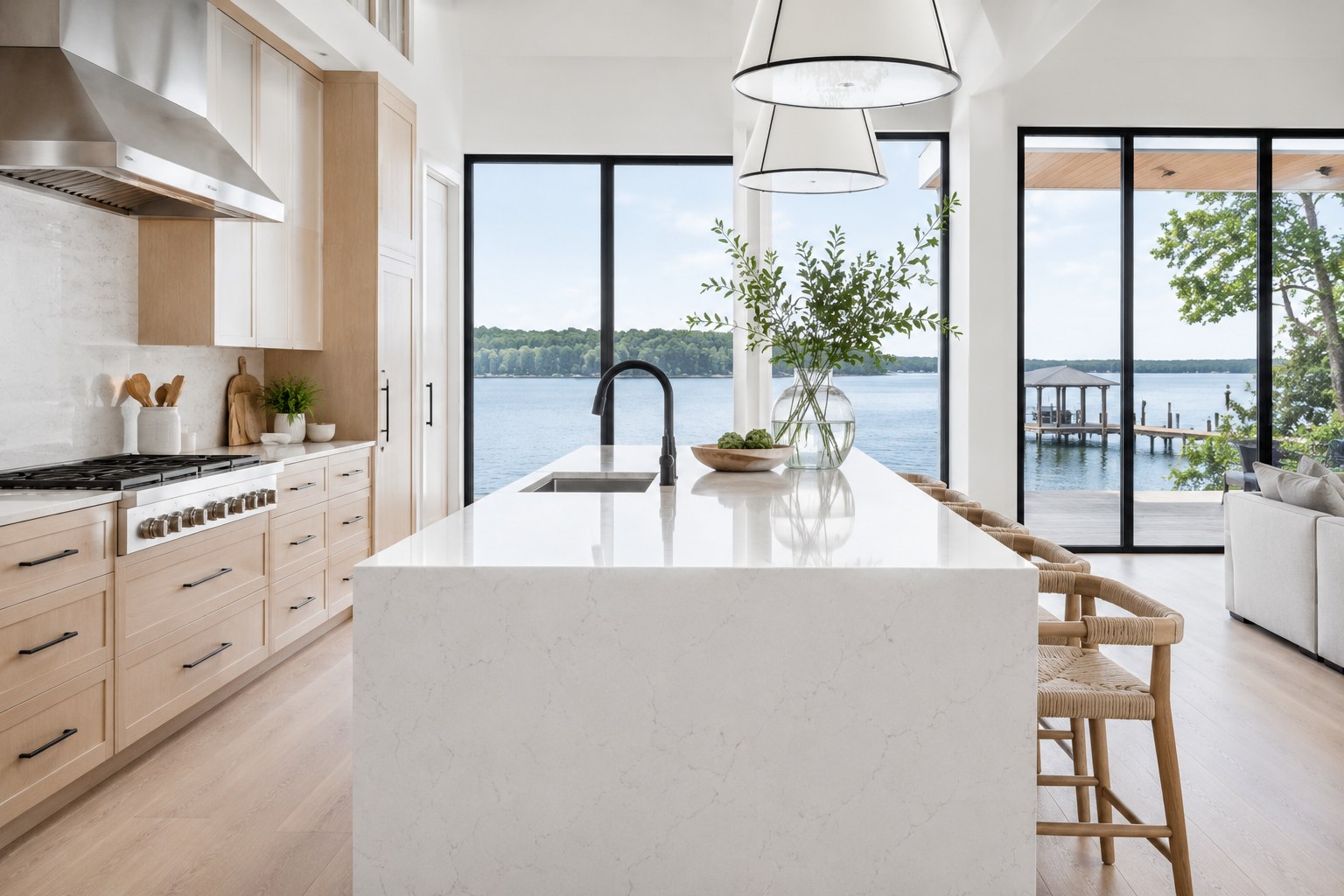Conroe Lakehouse — engineered quartz kitchen in Conroe, TX