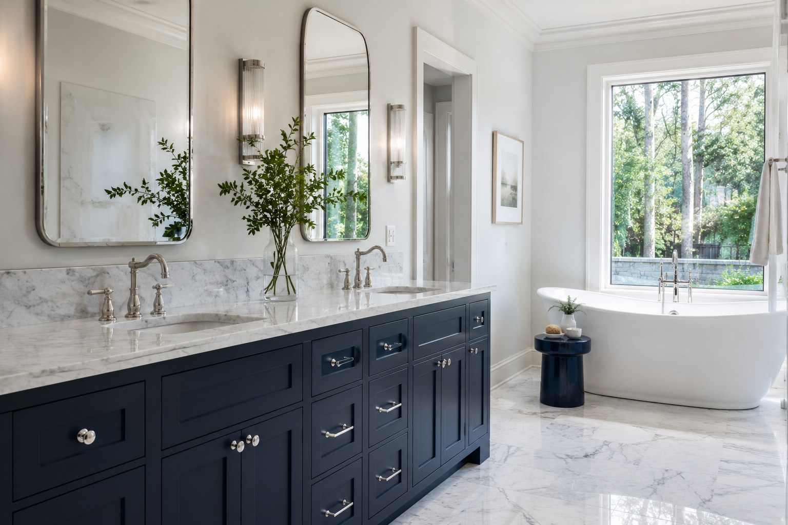 Spa Bath Retreat — Carrara marble bath in The Woodlands, TX